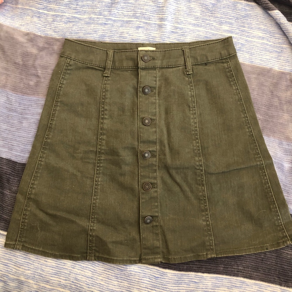 Green Denim  A-line Skirt Size 4